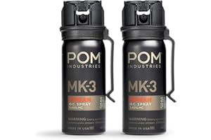 POM MK3 Pepper Spray, Belt Clip Model, Maximum Police Strength OC with UV Marking Dye, Quick Flip Top Safety, 360° Performance at Any Angle, Powerful Accurate Stream, 18 ft Range, 1.8 fl oz