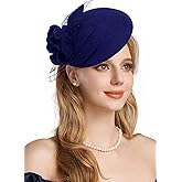 RZTA Women's Vintage 100% Wool Felt Cloche Bucket Bowler Hat Winter Vintage Bow Fedoras Church Fascinator