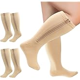 Cheeroyal 2 Pairs Wide Calf Compression Socks Plus Size with Zipper for Overweight Women Men