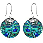 Beach Earrings for Women in 925 Sterling Silver - Unique Abalone Costume Vintage Jewelry Birthday Gifts Birthday Christmas Gifts