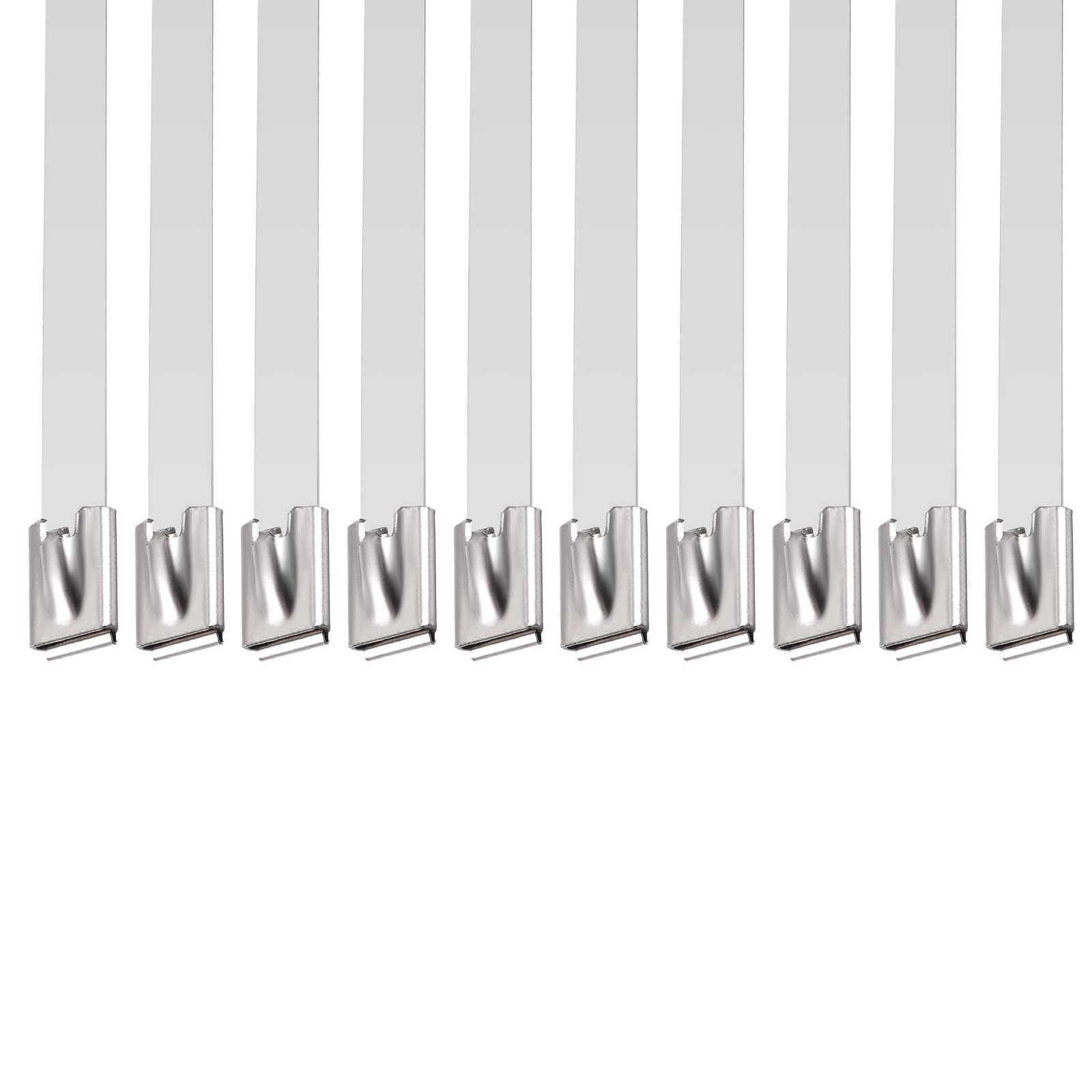 DTGN 31.5"x0.47"(LxW) Tie Wraps - 10Pack - Good for Furniture Electronic Equipment - 304 Stainless Steel Self-Locking Cable Zip Ties - Silver