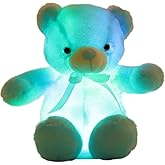 elfishgo Creative Light Up LED Inductive Teddy Bear Stuffed Animals Plush Toy Colorful Glowing Teddy Bear, 20- Inch(Blue)