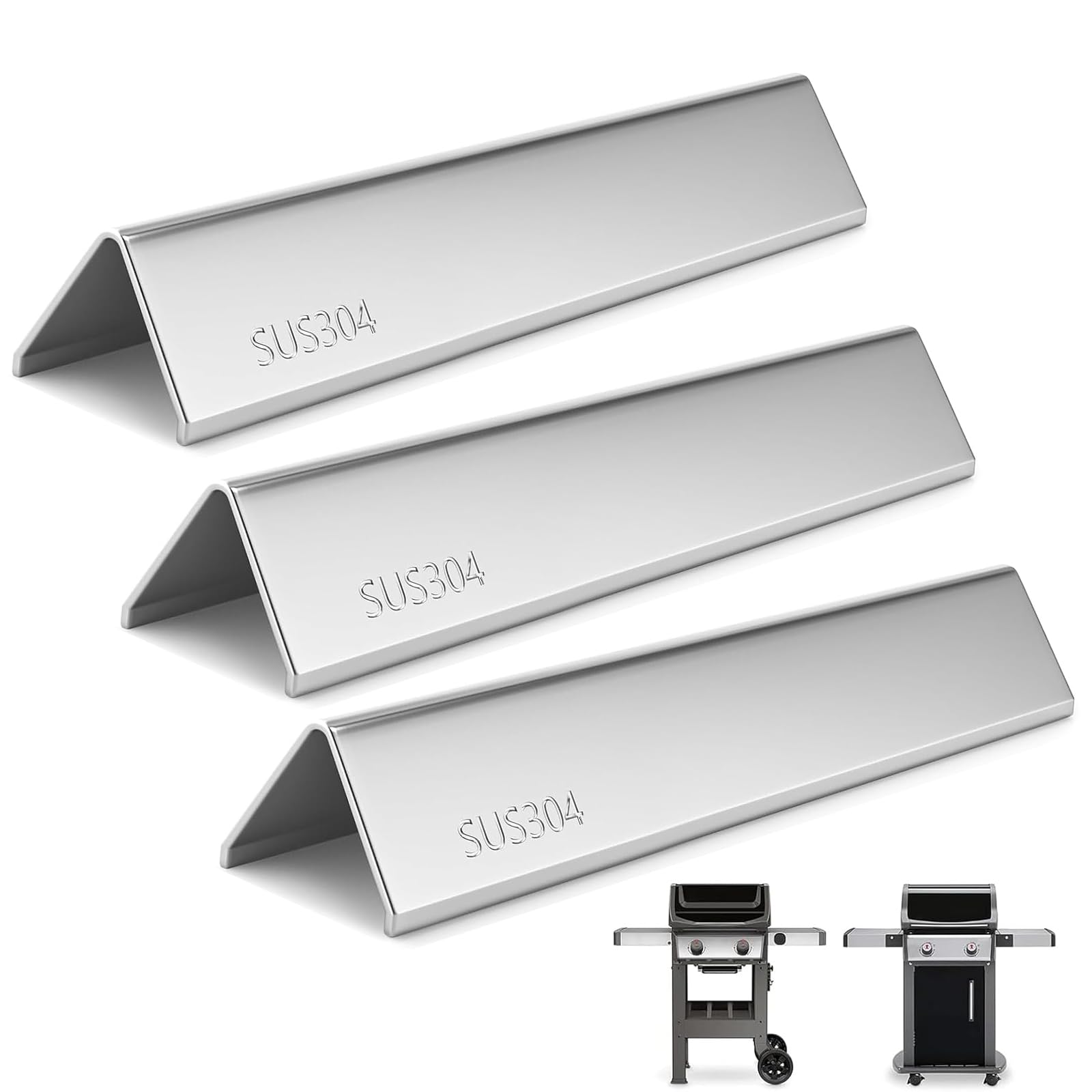 Photo 1 of 7635 15.3 Inch SUS304 Flavorizer Bars for Weber Spirit I & II 200 Series - E210, S210, E220, S220 with Front Control Knobs, Flavor Bars for Weber GS4 Spirit Grill Replacement Parts 7635 67045