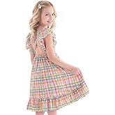 WELAKEN Girls Summer Dresses Flutter Sleeve Criss Cross Back A-Line Sundress
