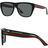 Gucci GG0926S Lettering Logo Square-Shaped Non-Polarized Sunglasses for Men &ndash; Includes Luxury Eyewear Kit &ndash; Black Frame with Grey Lens