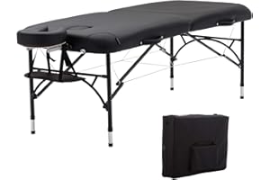 Artechworks 30" Width Portable Lightweight Massage Table Facial Solon Spa Tattoo Bed with Aluminium Leg, (2.56" Thick Cushion of Foam) for Home Office Living Room,Black