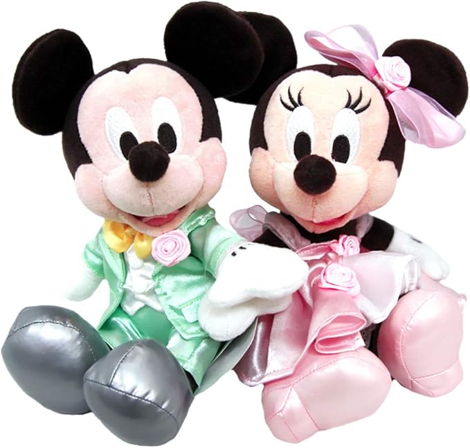Amazon ディズニー ウェディング ミッキー ミニー マウス ぬいぐるみ ペア セット 小 グリーン ピンク服 ウェルカムドール 結婚式 ブライダル 結婚 ぬいぐるみ おもちゃ
