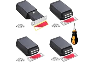 Magnetic Push to Open Cabinet Hardware CBRIVE 4 Pack Heavy Duty Push Latch & Lock for Hidden Door Touch Latches and Catch Magnet Push Release Drawer Pull Tip on RV Closet Close Strong Pop Out, Black