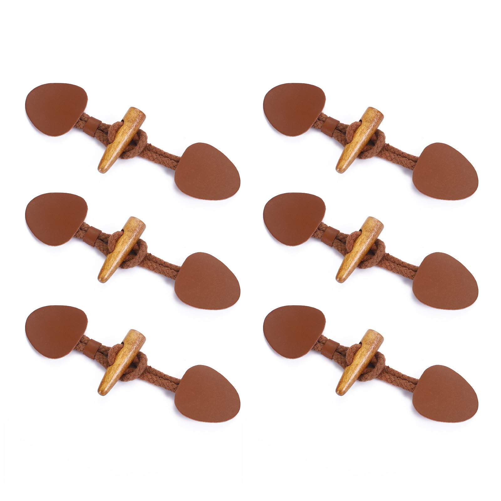 6Pcs Vintage Leather Horn Toggle Bottons DIY Accessories Retro Horn Buttons PU Beautiful Tight Sewing-on Toggle Buttons for DIY Duffle Coat Jacket