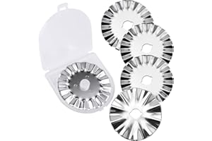 KAMSANG 45mm Pinking Rotary Cutter Blades, Wavy Replacement Blades, Pinking Rotary Blades Refill 45mm,Fits Fiskars,OLFA,Fabric Cutting Blades Refill for Quilting Scrapbooking Sewing Arts &Crafts, 5-Pack