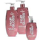 Hair Chemist Hair Gloss Liquid Glass 3-PC Style & Shine Set - Includes 33.8oz Shampoo, 33.8oz Conditioner & 8oz Styling Spray Set (3-PC SET)
