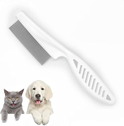 ANMOYIXIA Flea Comb for Cats Dogs Long Hair Pet Grooming White Red