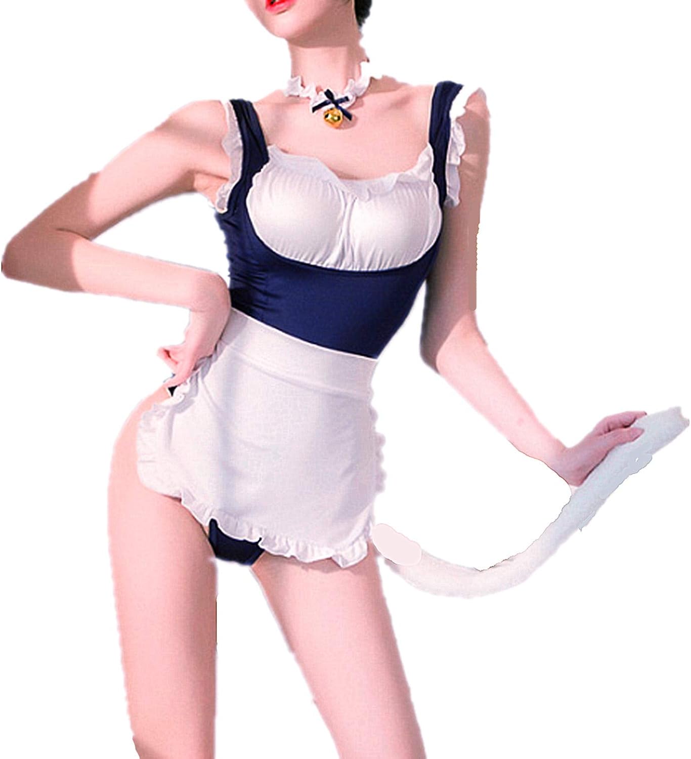 BodyGo Women Sexy Lingerie Maid Cosplay Costume French Naughty Cute Lace Dress Lingerie Uniform, Style 2, 1