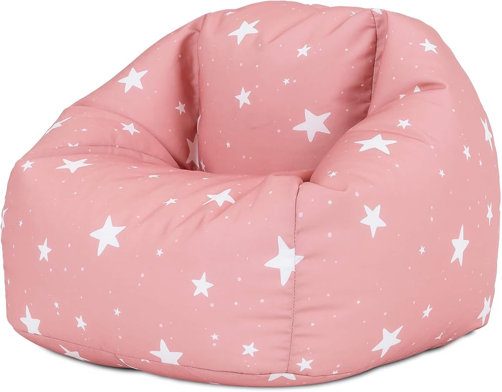 icon Star Print Kids Bean Bag Pink Childs Chair with Filling Included
