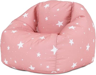 icon Star Print Kids Bean Bag Pink Childs Chair with Filling Included