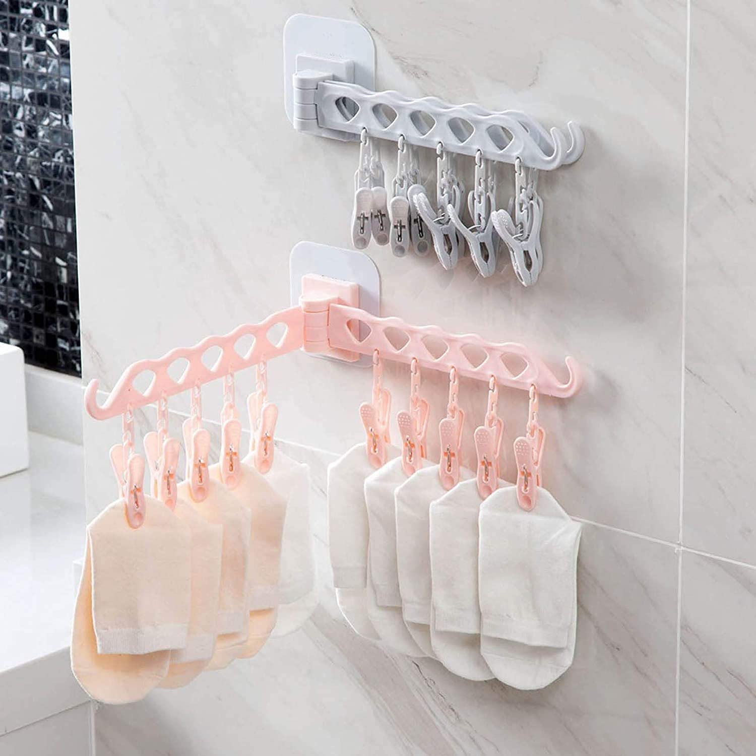 GION Plastic MultiFunctional Undergarments Socks Drying Hanger with 10