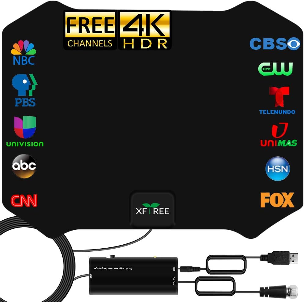 TV Antenna,2021 Newest Indoor Amplified HD Digital HDTV Antenna Long 230+ Miles Range 360° Reception Antenna, Amplifier Signal Booster Support 4K 1080p Fire tv Stick and All Old TVs - 18ft Coax Cable