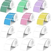 Ctosree 12 Rolls Printer Labels Adhesive Thermal Paper Waterproof Thermal Label Stickers Compatible with Phomemo M110 M221 M220 M120 M200 M110s Printer(Colorful,1.18 x 1.57 Inch)