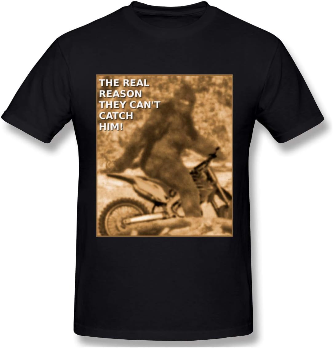 Men's T-Shirts Print with Big Foot Dirtbike Sasquatch Motocross Short Sleeve