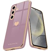 Teageo for Samsung Galaxy S24 5G Case for Women Girl Cute, Lavender | Love-Heart Luxury Bling Soft Back Cover Raised Full Camera Protection Bumper Silicone Shockproof Phone Case for Galaxy S24 5G
