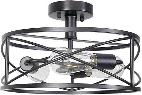 J.W. Amerikanische Retro Schmiedeeisen Deckenlampe E27 Edison