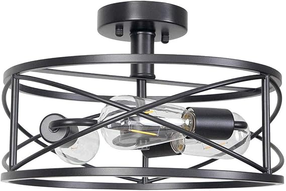 J.W. Amerikanische Retro Schmiedeeisen Deckenlampe E27 Edison