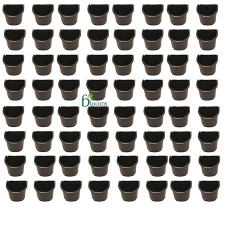 BIO BLOOMS AGRO INDIA PRIVATE LIMITED Double Hooks Vertical Garden pots Black Color Height 12cms, top Dia 14x13 cms Bottom Dia 9x9.5 cms Set of 50 pots, Wire Mess Hanging Bio_150B50C