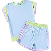 blibean Girls Summer Clothes Sets Kids Colorblock Matching Outfits Size 6-15 Years