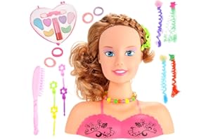 PowerTRC Princess Hair and Makeup Styling Head Playset | Washable Cosmetic Pretend Play Set with Fashion Accessories for Girls