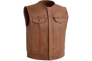 First Mfg Co - Lowside - Mens Motorcycle Biker Riding Canvas, Leather, Twill, Perforated Leather Vest