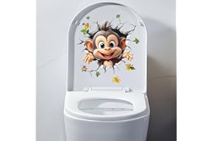 Animal 3D WC Toilet Sticker Funny Cat Dog Monkey Toilet Seat Cover Decoration Waterproof Toilets Seat Lid Decal Bathroom Wall