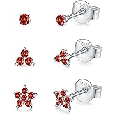 Sterling Silver Stud Earrings for Women, Tiny Flower Earrings Set, Small Cubic Zirconia Helix Earrings Dainty Tragus Cartilage Studs Cherry Blossom Ear Piercing Jewelry Gifts for Teens