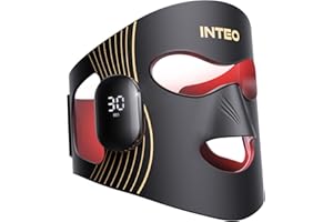 INTEO Red Light Therapy for Face 4 Modes, Breathable Wireless Red Light Therapy Mask with 4 Color Light Modes, 850NM Infrared LED Face Mask Light Therapy with Timer, Portable Led Mask for Home & Travel