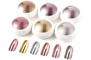 100% Metallic Effect Gold Chrome Nail Powder BISHENGYF: Holographic Mirror Glitter Gold Chrome Pigment Manicure Silver Copper Rose Gold Chrome Nail Powder for Nails Art DIY Decoration Gift