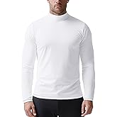 Zengjo Mens Mock Turtleneck Long Sleeve Shirts Thermal Baselayer Lightweight Athletic-Fit Undershirt for Cold Weather Sports