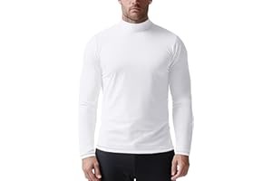 Zengjo Mens Mock Turtleneck Long Sleeve Shirts Thermal Baselayer Lightweight Athletic-Fit Undershirt for Cold Weather Sports
