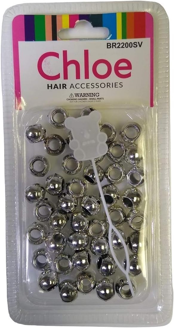 Chloe Hair Beads Round Shape (Silver)