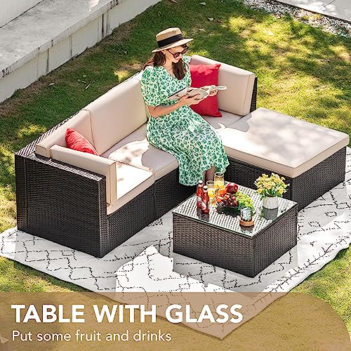 Devoko 5 Pieces Patio Furniture Sets All Weather Outdoor Sectional