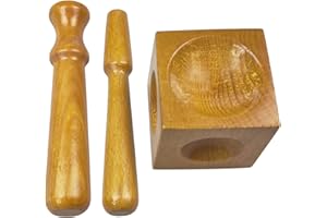 The Indivshow 2" Wood Doming Block with 2 Punches Jewelry Making Tools for Metal Stamping Kit