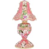 QIFU Vintage Pink Table Lamp Style Enamel Tirnke Box, Unique Gift for Family
