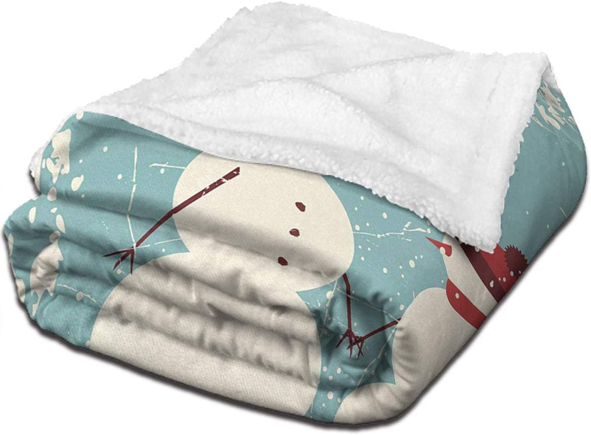 Christmas Fleece Blanket,Snowman and Woman Romantic Couple