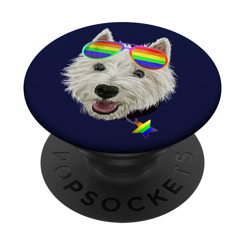 Gay Pride Westie LGBT Dog Rainbow Sunglasses PopSockets Grip and Stand for Phones and Tablets