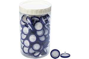 Syringe Filters PVDF Hydrophilic Filtration 0.45um Micron Pore Size 25mm Membrane Diameter Lab PVDF Membrane Disc Non-Sterile by Labfil, Pack of 100