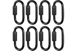 TEHAUX 8 Pcs Black Stainless Steel Quick Links, Heavy Duty Locking Carabiner Clips for Camping, Hiking, Fishing, and Outdoor 