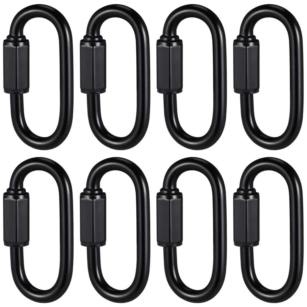 iplusmile Quick Chain Links, 8pcs Stainless Steel Chain Links D Shape Locking Quick Chain Repair Links Quick Links Heavy Duty Trailer Safety Locking for Outdoor Camping Equipment Supplies Black