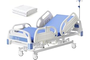 DriveEy 5 Function Full Electric Hospital Bed, 600LBS Adjustable Hospital Beds for Home Use, Medical Bed for Seniors with Mat