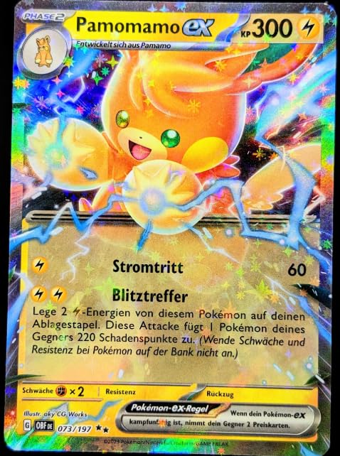 Pokémon Card Pamomamo ex - 073/197 - Obsidian Flames - Double Rare - German + Heartforcards® Shipping Protection