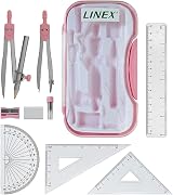 Linex Geometry Set 10-Piece Exam Kit Pink with Self-Centring Compasses Case view 2