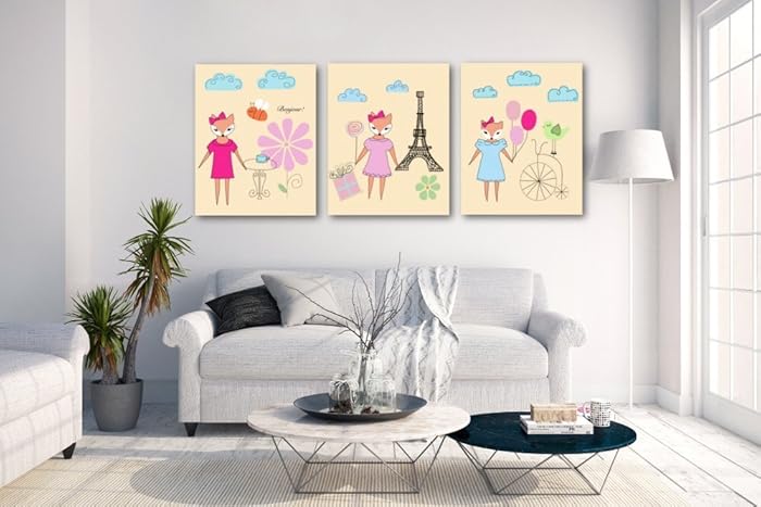 Amazon Com Paris Print A Set Of 3 Unframed Fox In Paris