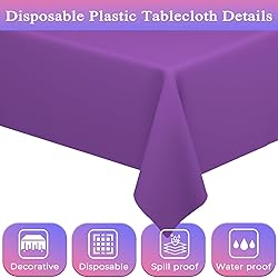 WNINK 2 Pack Purple Tablecloths Disposable Table